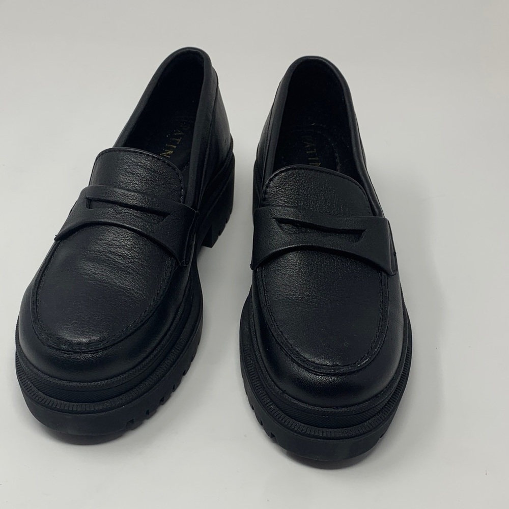 Patina Black Leather Loafers